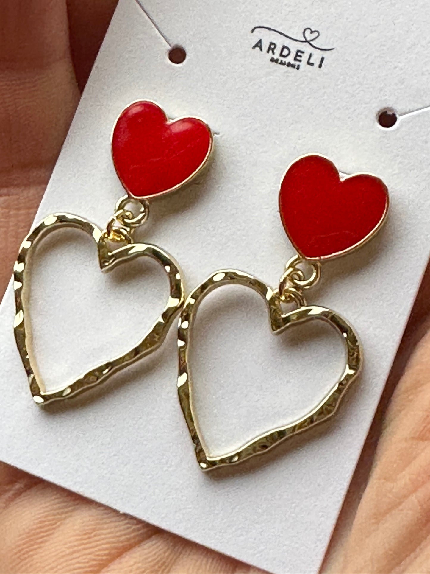 "Circle of Love" Red Heart Stud Dangle