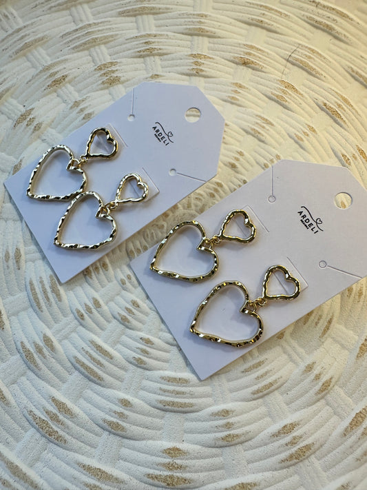 "Circle of Love" Gold Heart Stud Dangle