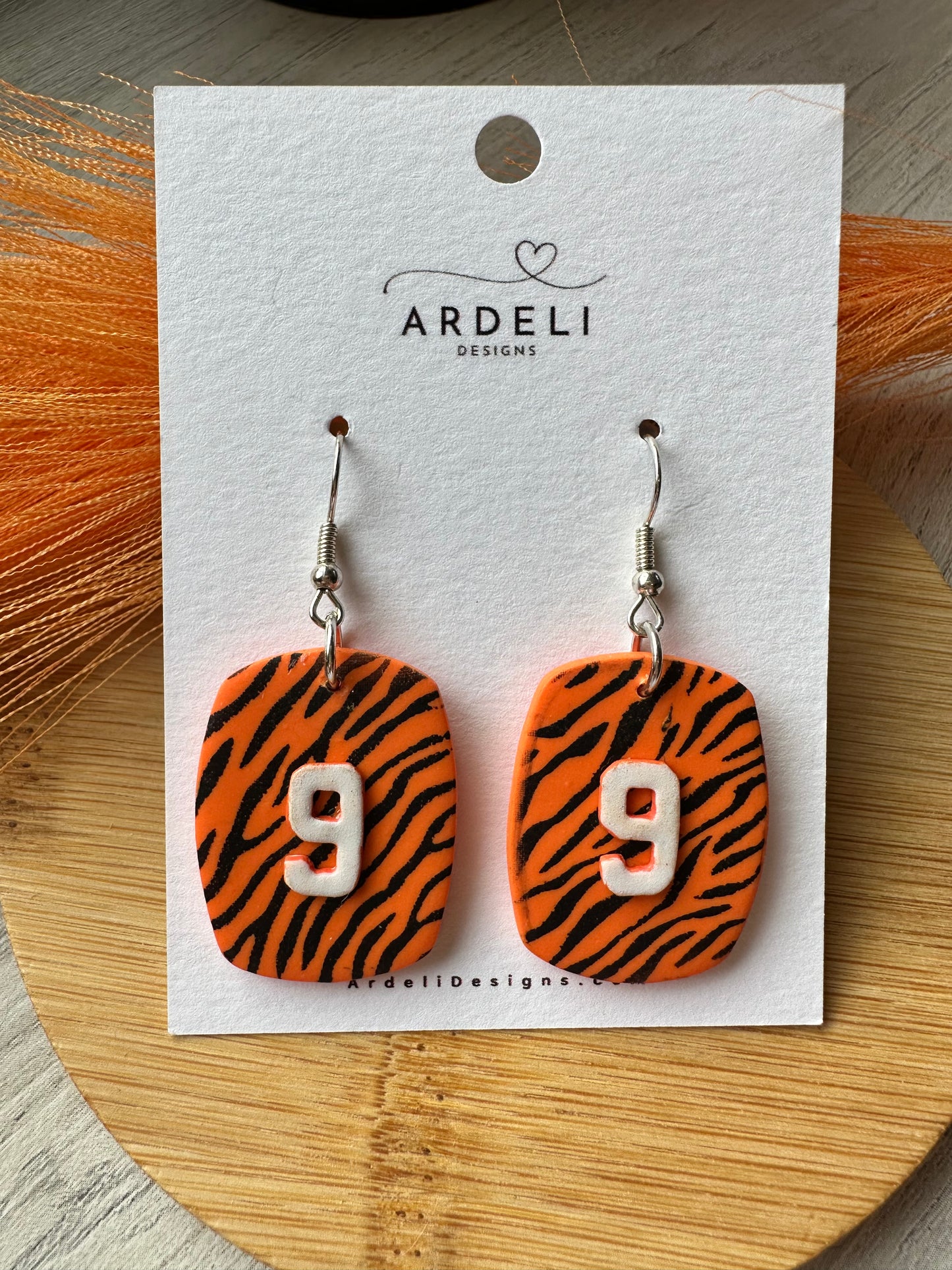 "Game Dey" Spirit Wear Bengals Inspired #9 Polymer Clay Dangle Earrings