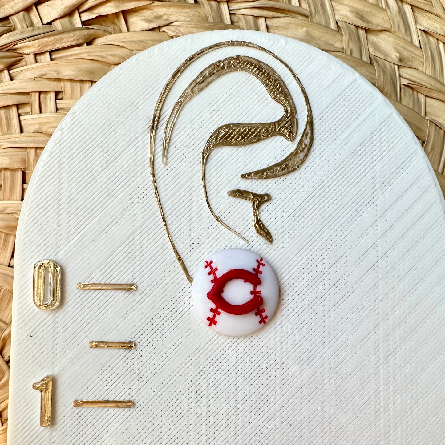 “Play Ball” Red C Baseball Stud Earrings