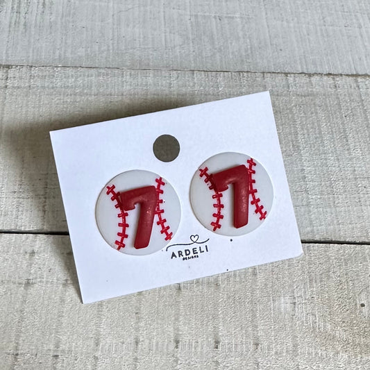 “Play Ball” Cheer for Steer 7 Baseball Stud Earrings