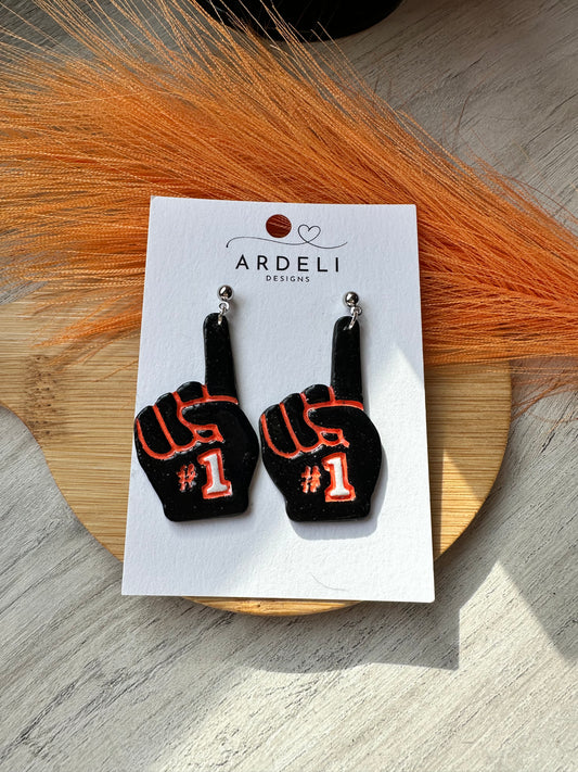 "Game Dey" Spirit Wear #1 Foam Finger LG Bengals Inspired Polymer Clay Dangle Earrings