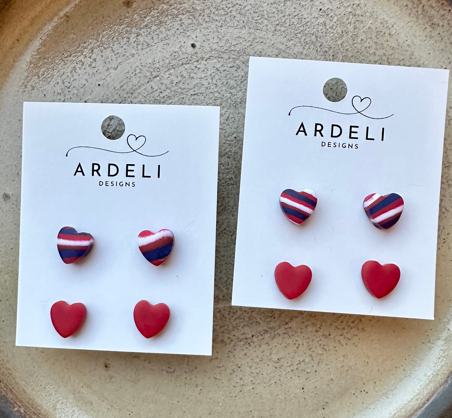 “Buffaluv” Zubaz Heart Red Stud Pack Earrings