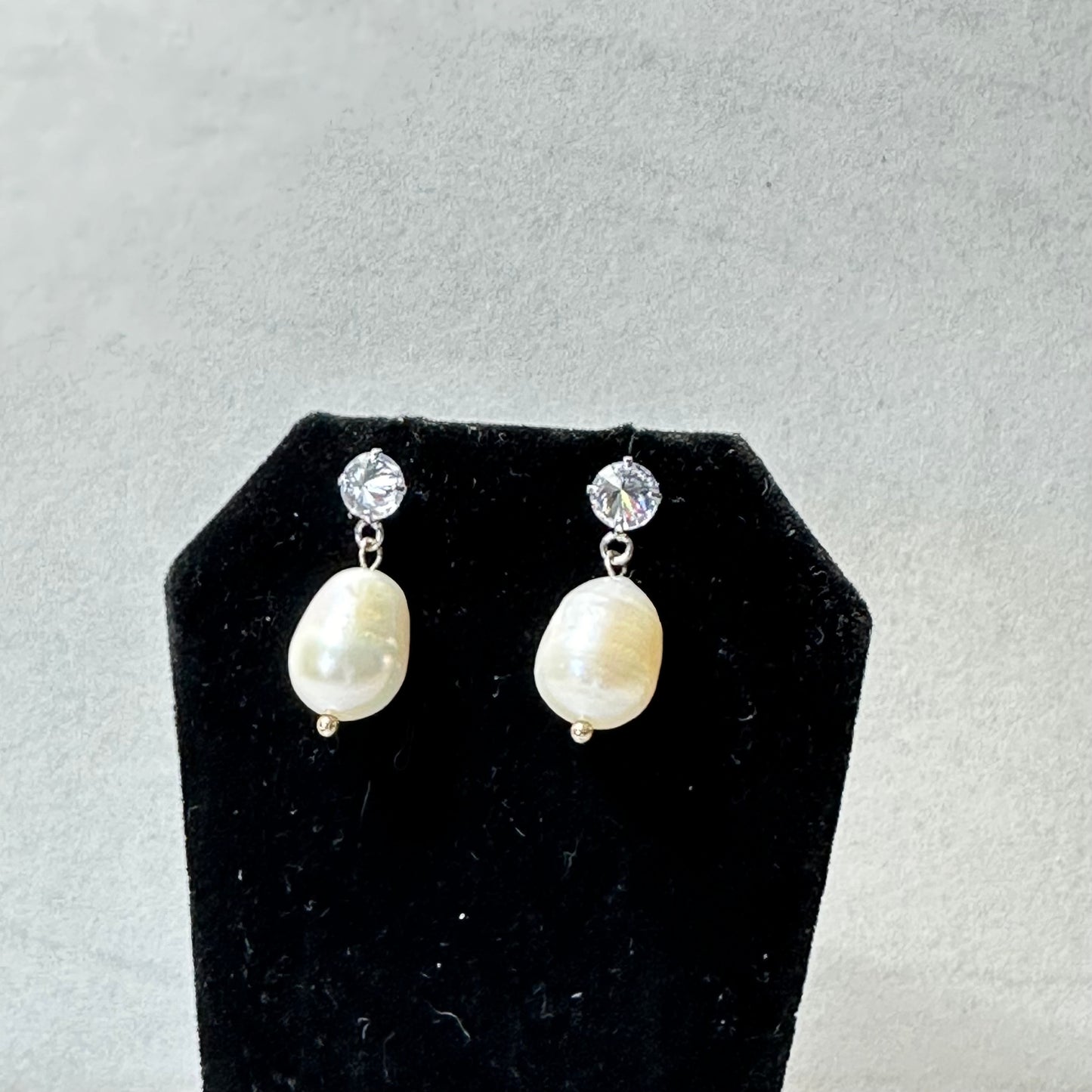 “Lorraine” 80 Freshwater Pearl Drop on Cubic Zirconia Post