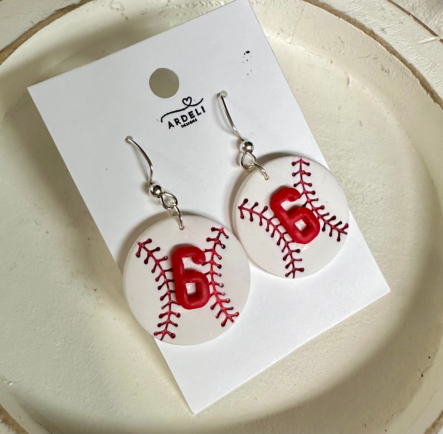 “Play Ball” Fan of 6 Baseball Jonathan India Inspired Dangle Earrings