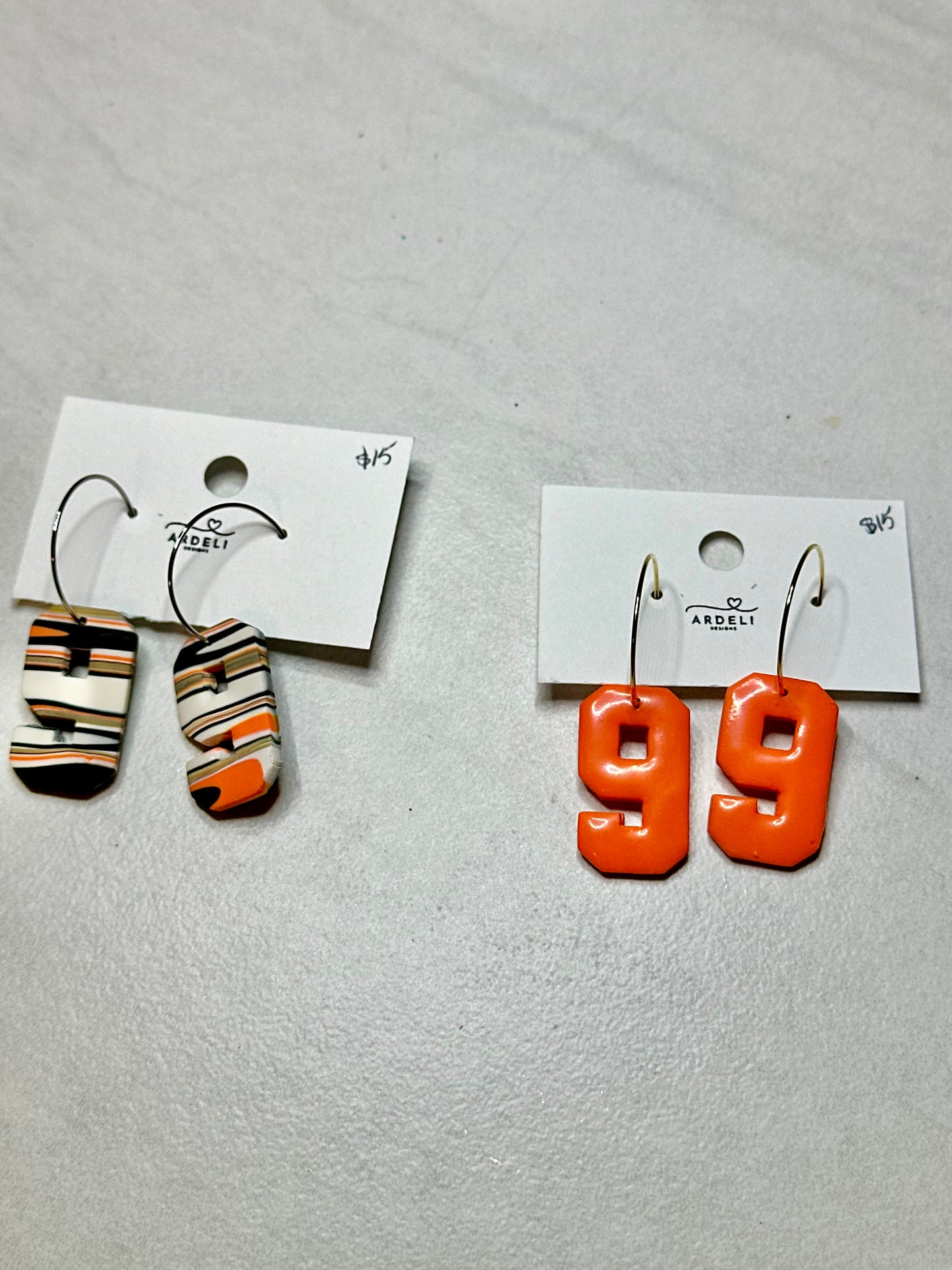 "Game Dey" Spirit Wear Bengals Inspired #9 Polymer Clay Gold Plated Hoop Earrings