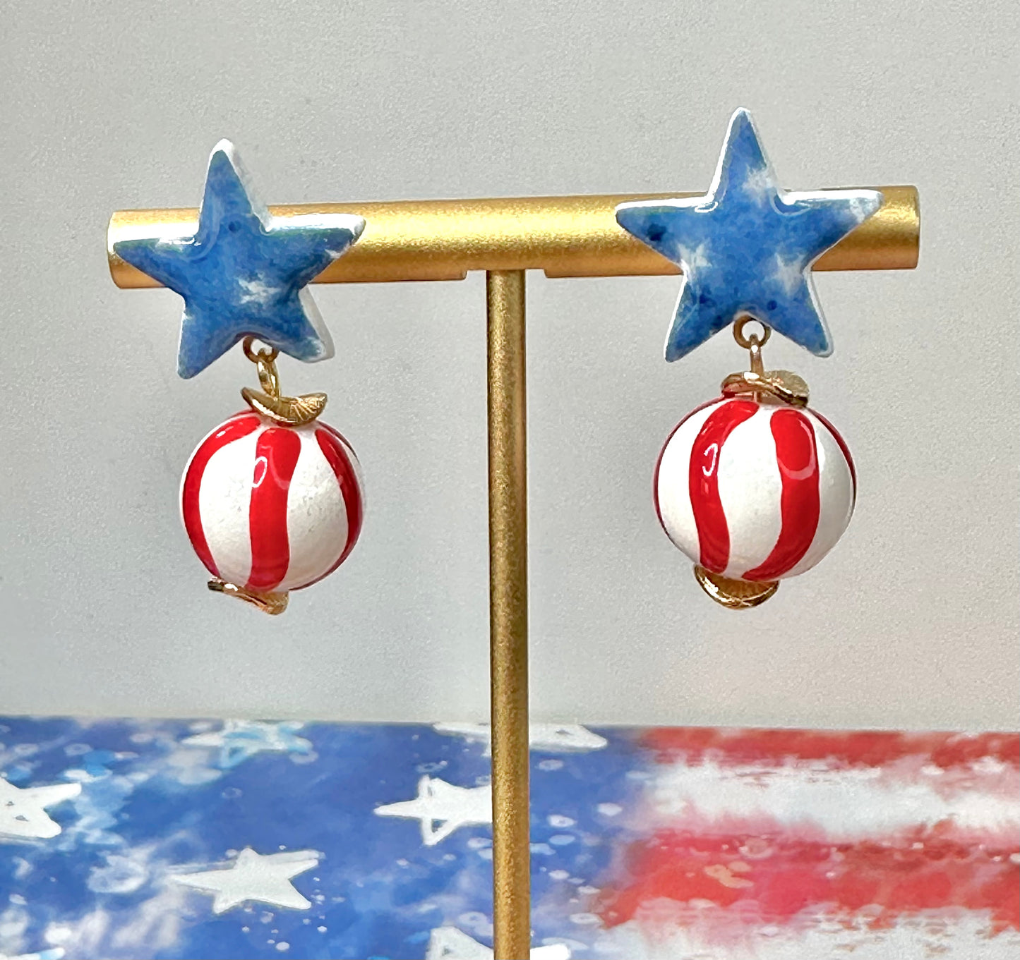 "USA" Stars & Stripes Dangle Post Earrings