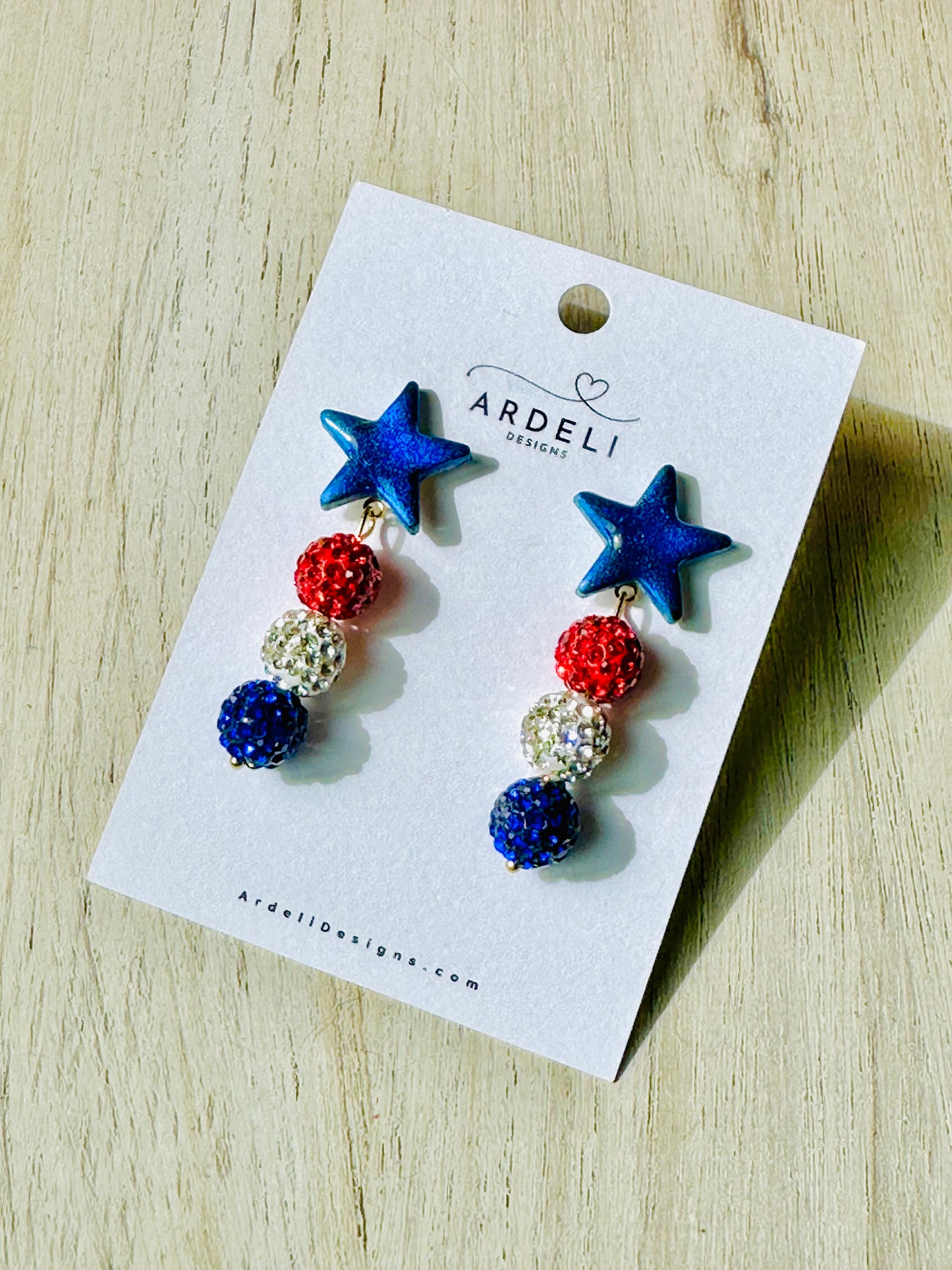 "USA" Stars & Red, White and Blue Dangle Drop Post Earrings