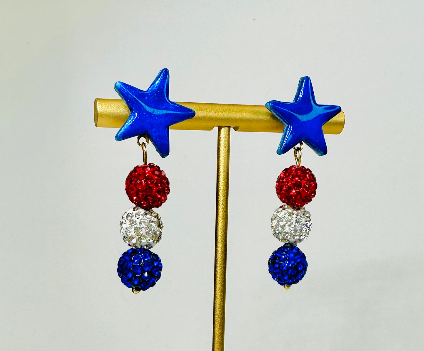 "USA" Stars & Red, White and Blue Dangle Drop Post Earrings