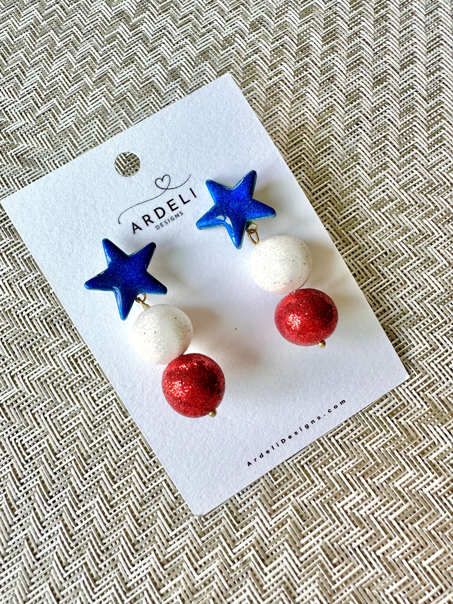 "USA" Star Dangle Post Earrings