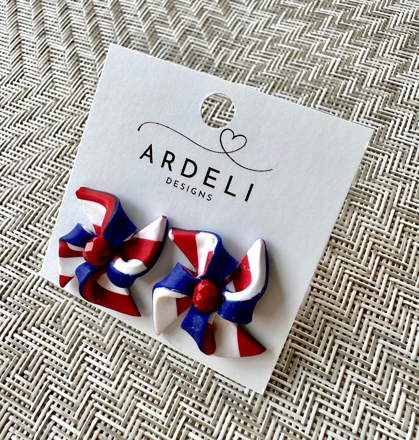 "USA" Handmade Pinwheel Stud Earrings