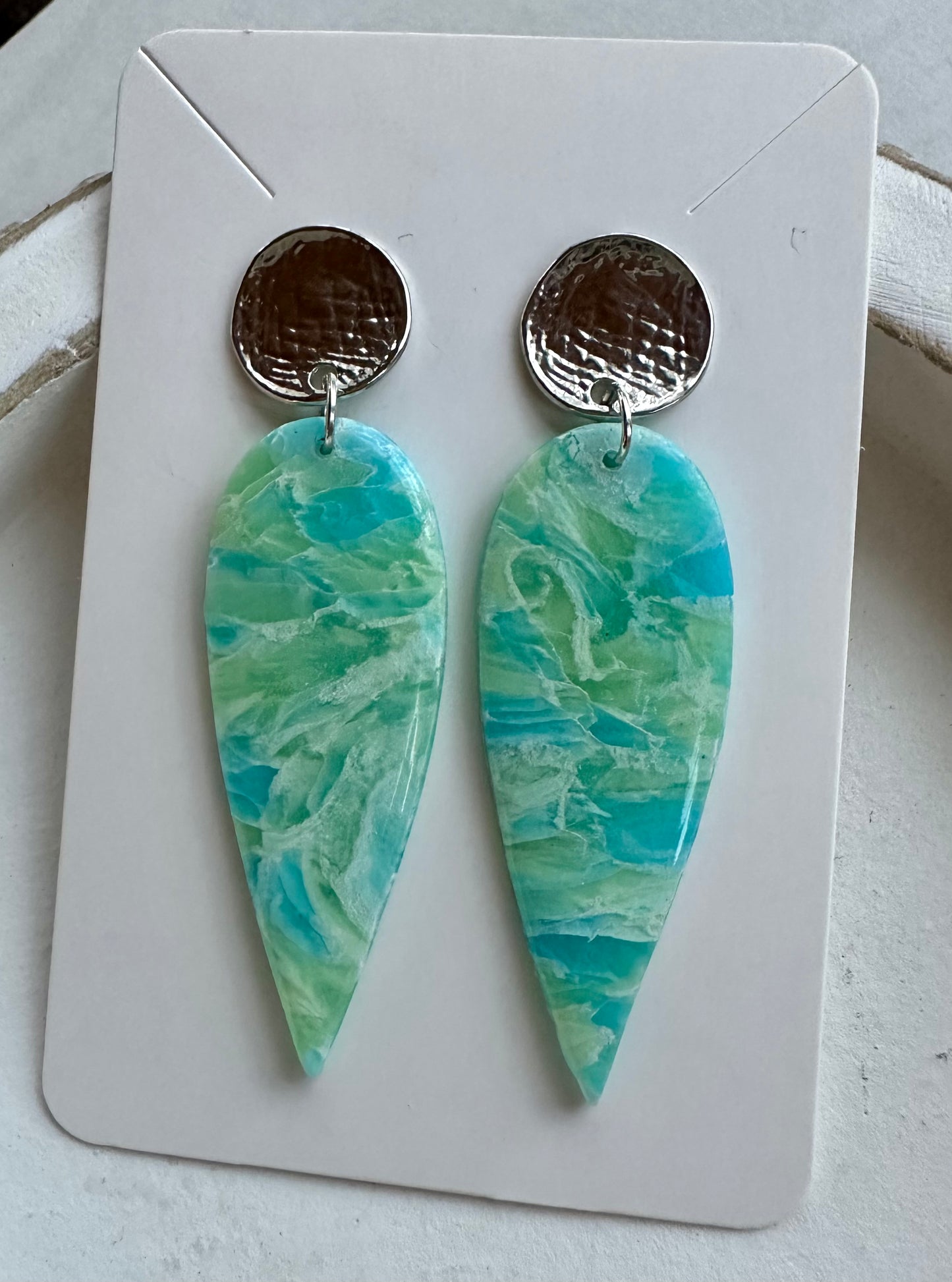 “Tropical Breeze” Handmade Polymer Clay Silver Plated Alloy Stud Dangle Earrings