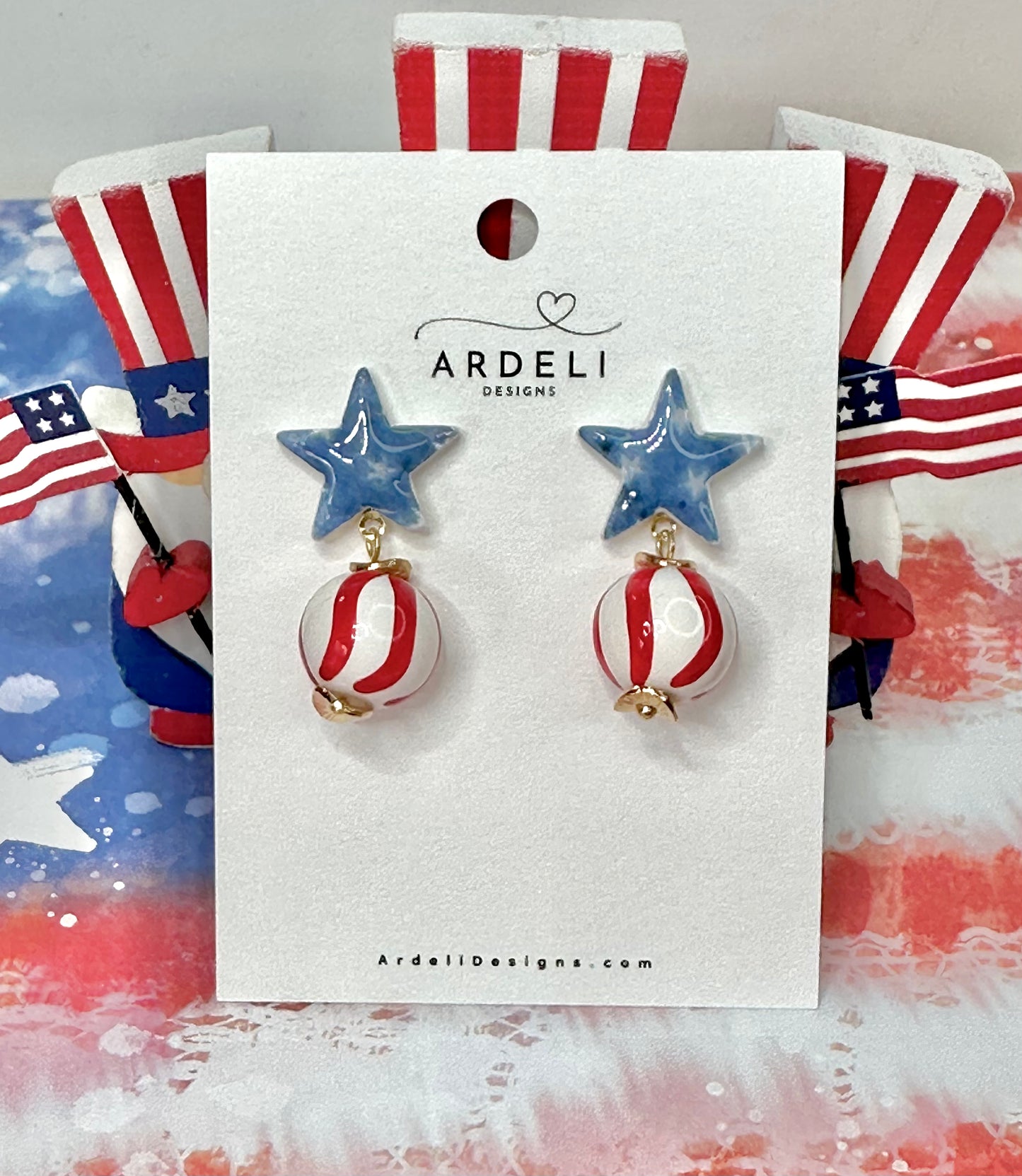 "USA" Stars & Stripes Dangle Post Earrings