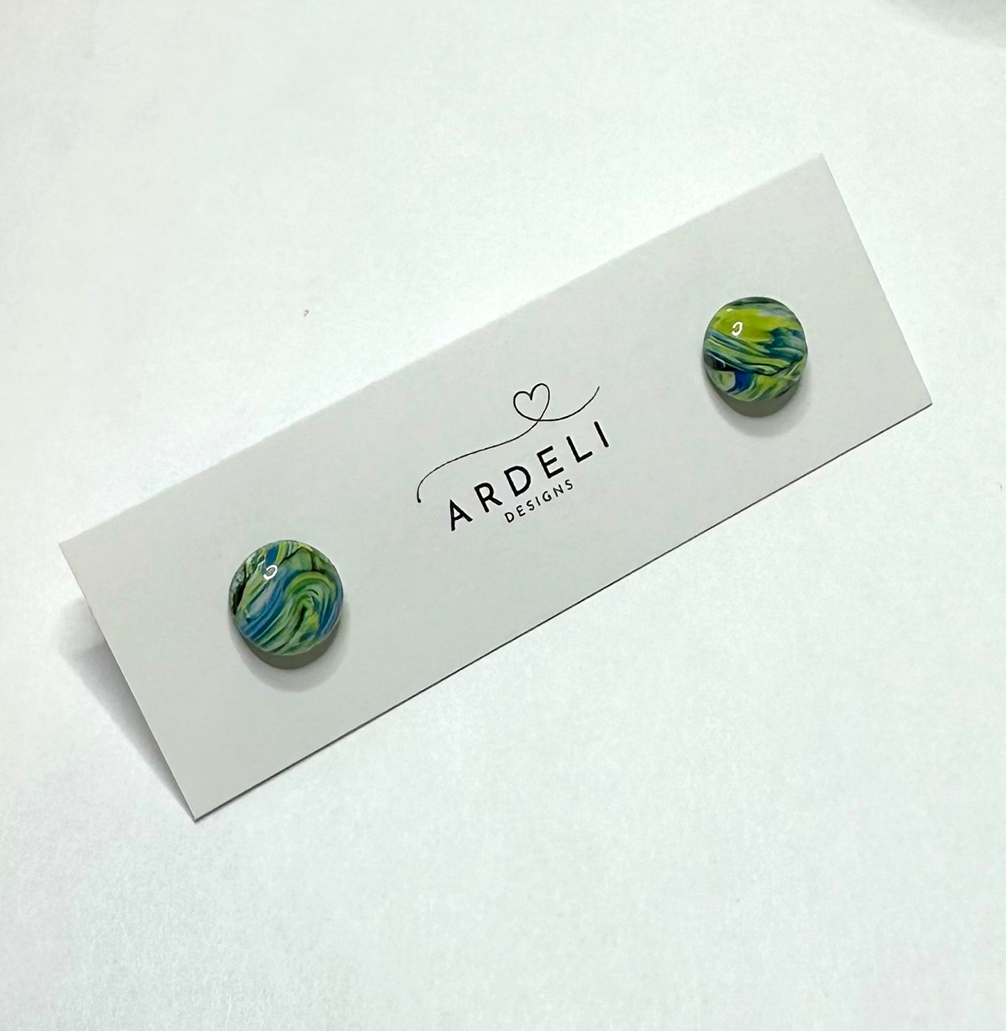 “A Starry Night” Handmade Polymer Clay Round Small Stud Earrings