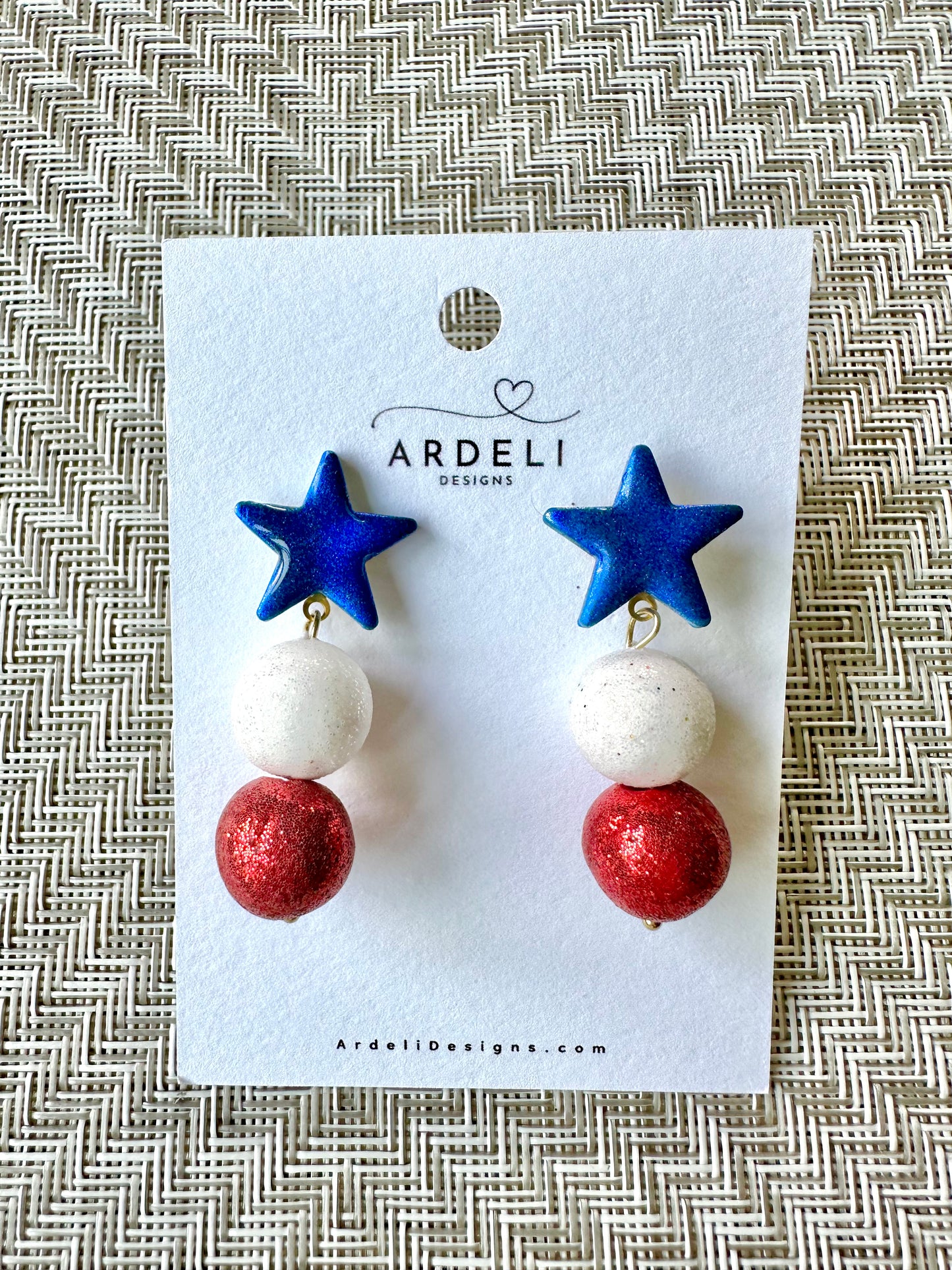 "USA" Star Dangle Post Earrings