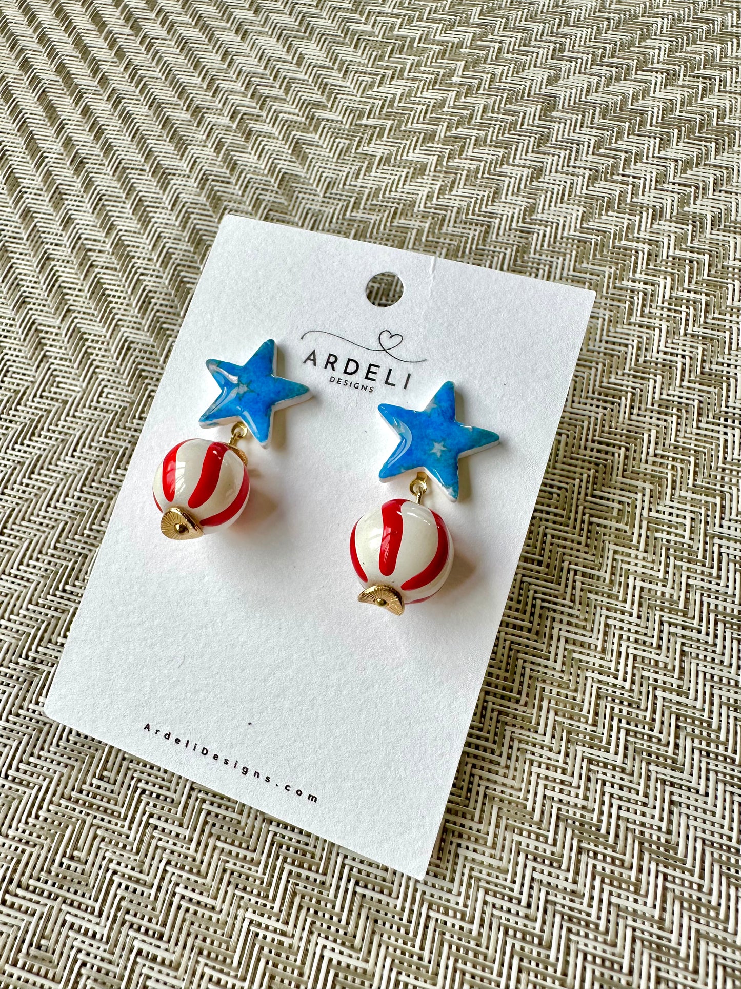 "USA" Stars & Stripes Dangle Post Earrings