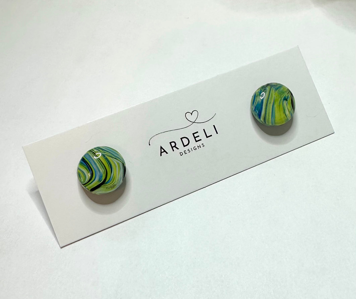 “A Starry Night” Handmade Polymer Clay Round Stud Earrings