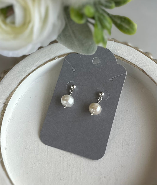 "Lorraine" 54 Cultured Pearl Drop Silver Post Dangle Earrings