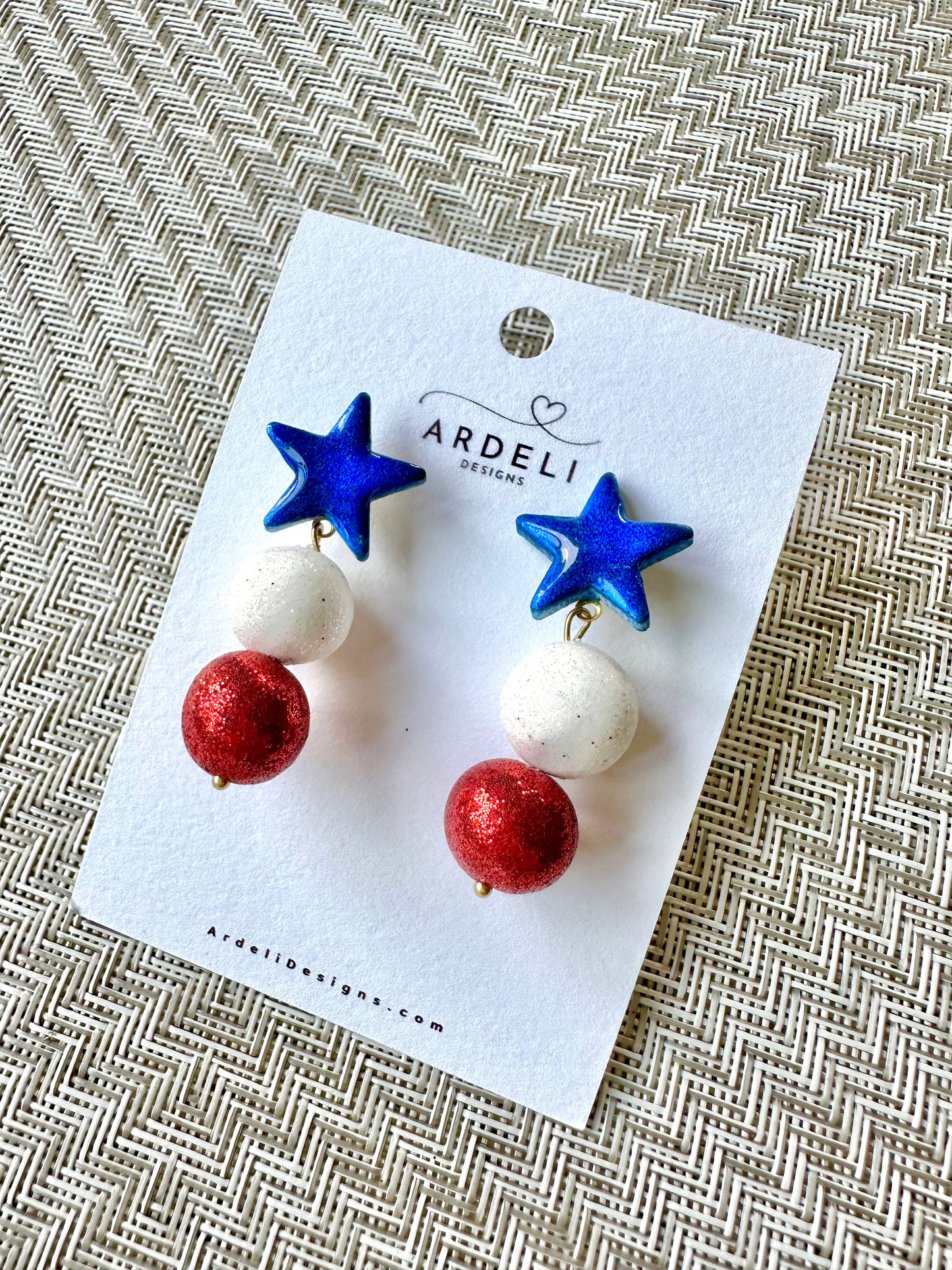 "USA" Star Dangle Post Earrings