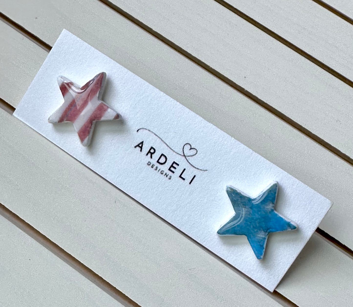 "USA" Rustic Stars & Stripes Stud Earrings