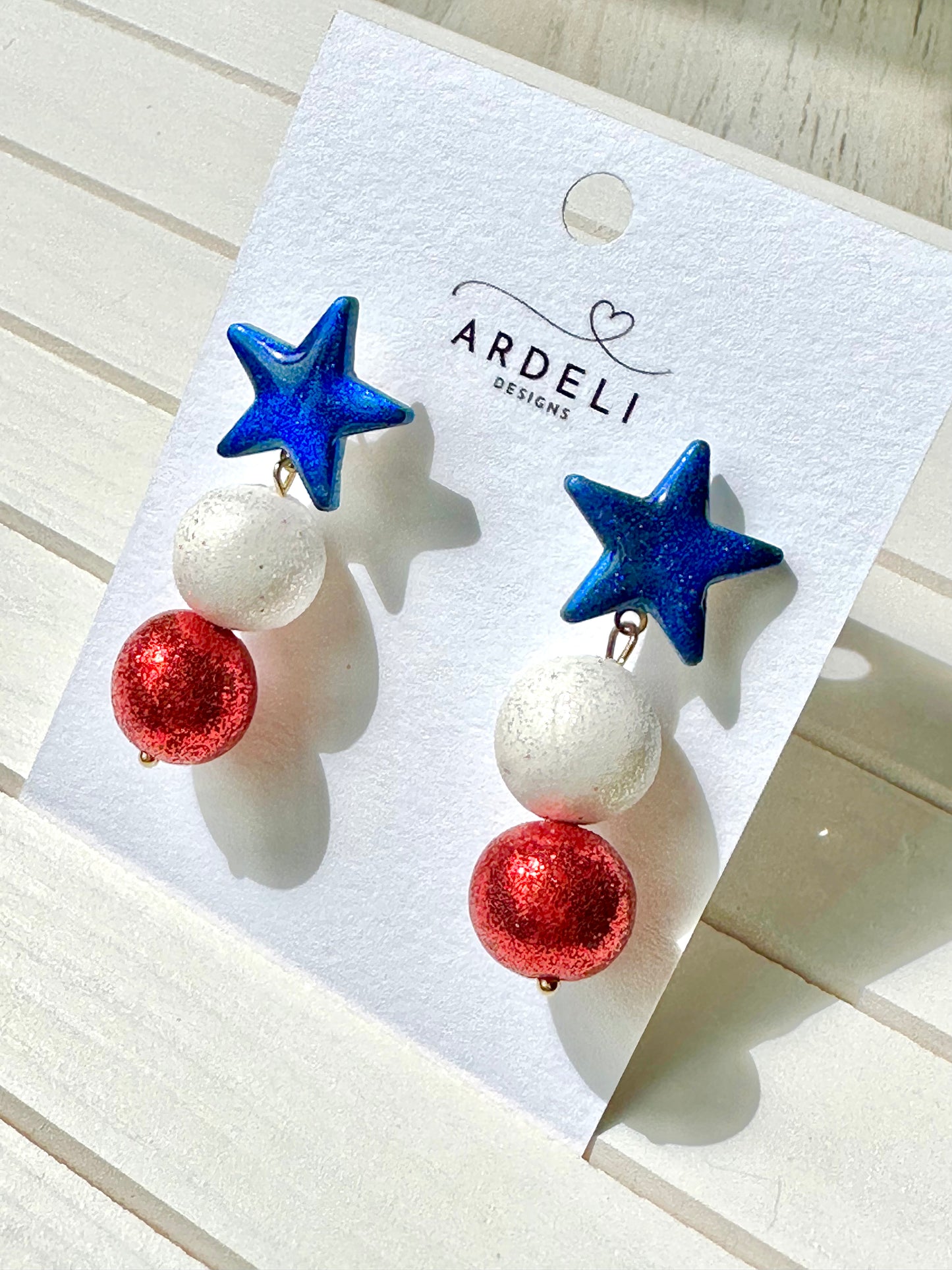 "USA" Star Dangle Post Earrings