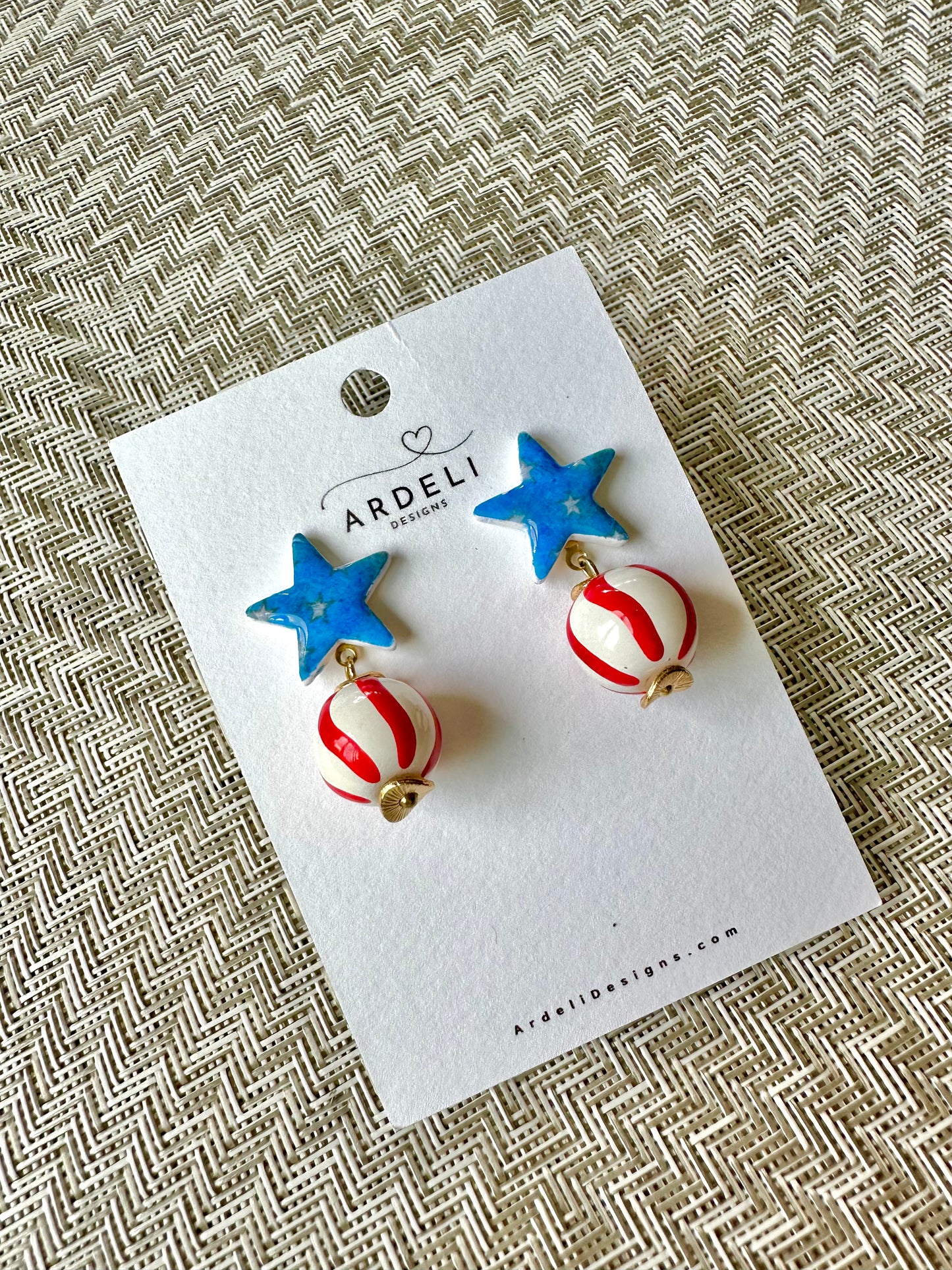 "USA" Stars & Stripes Dangle Post Earrings