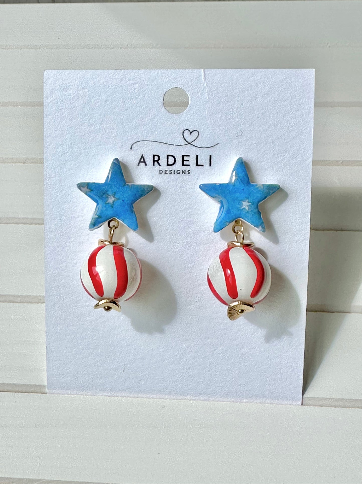 "USA" Stars & Stripes Dangle Post Earrings