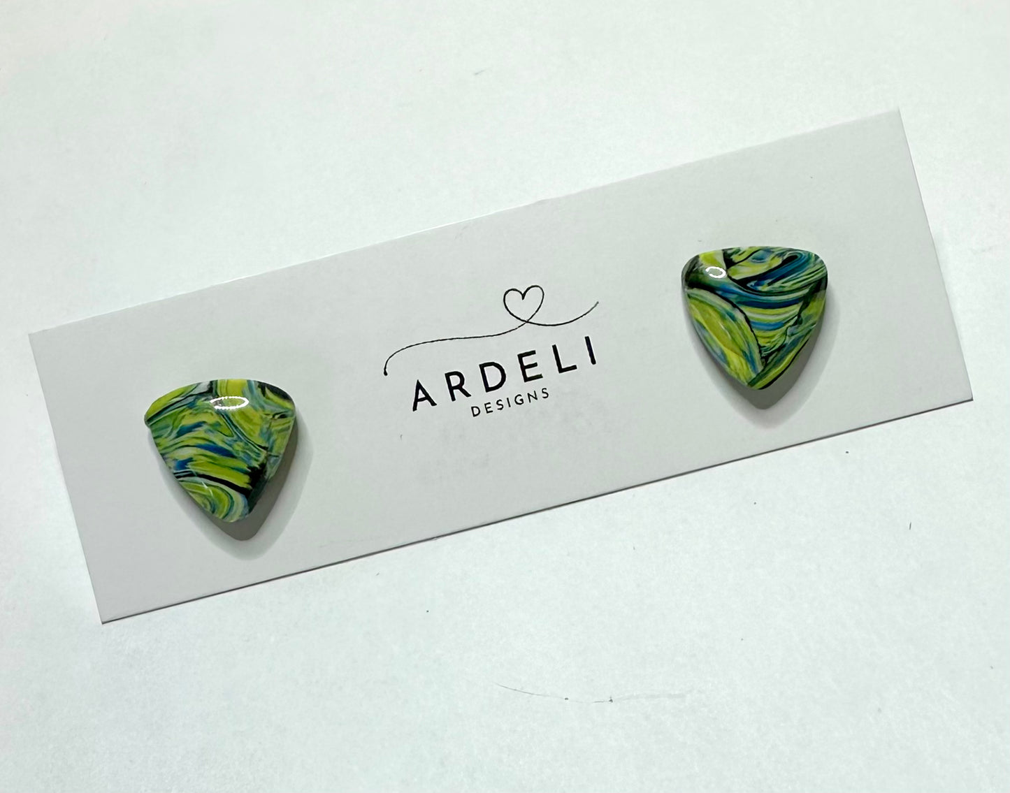 “A Starry Night” Handmade Polymer Clay Triangle Stud Earrings