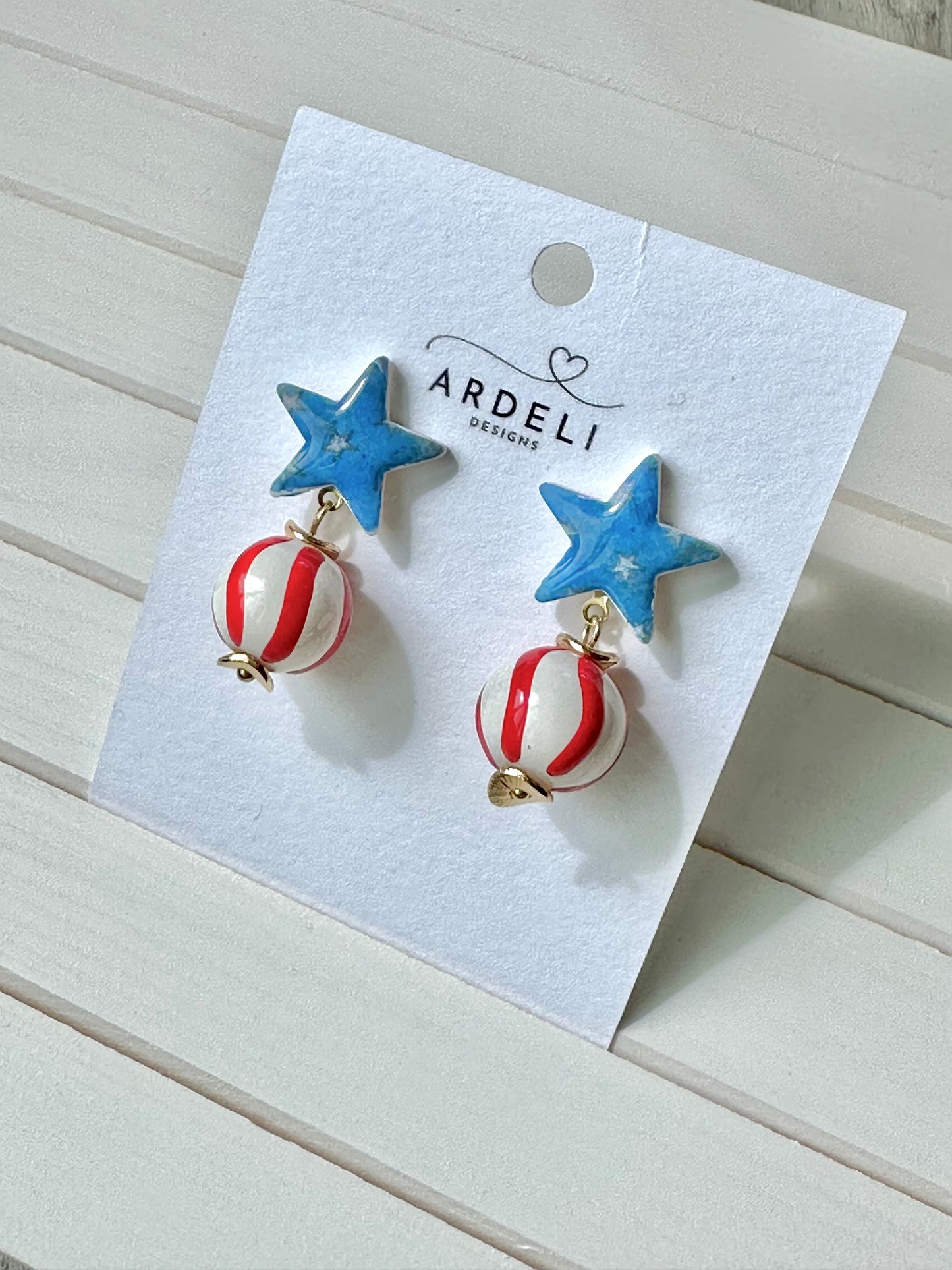 "USA" Stars & Stripes Dangle Post Earrings