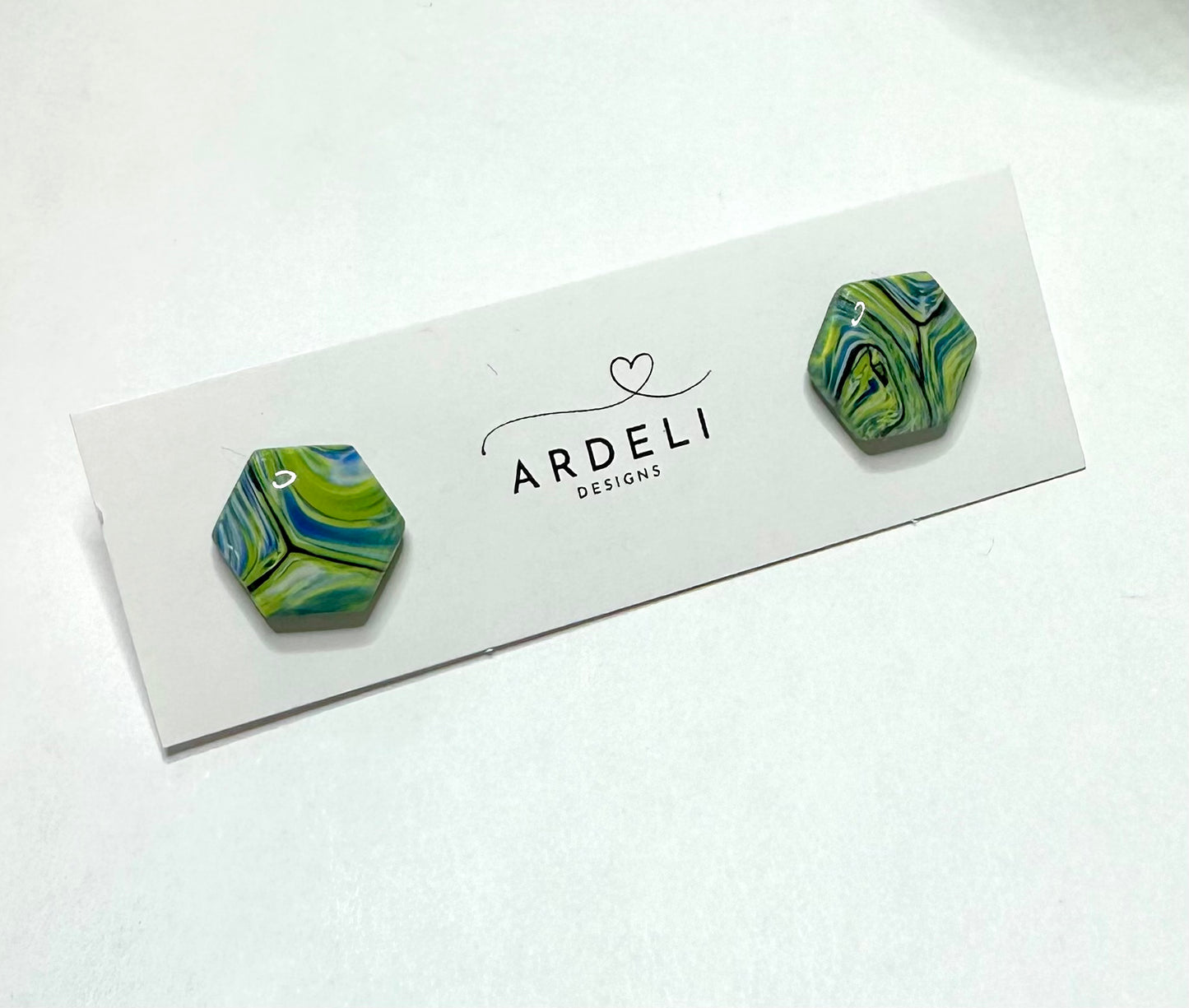 “A Starry Night” Handmade Polymer Clay Honeycomb Stud Earrings