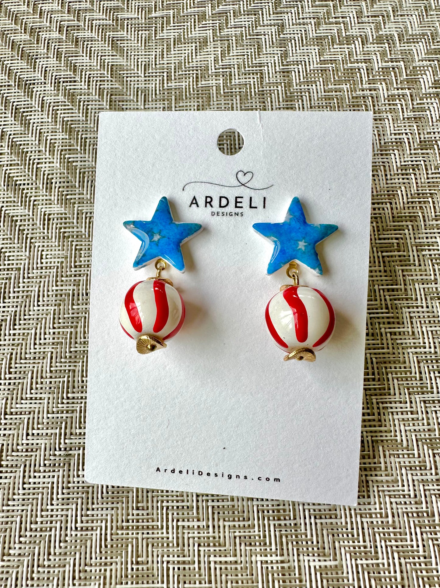 "USA" Stars & Stripes Dangle Post Earrings