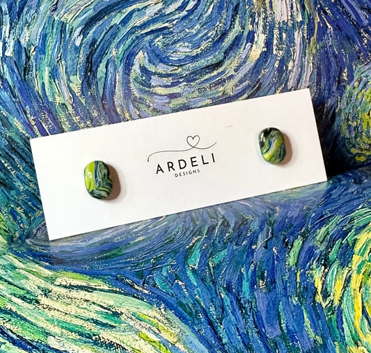 “A Starry Night” Handmade Polymer Clay Stud Earrings