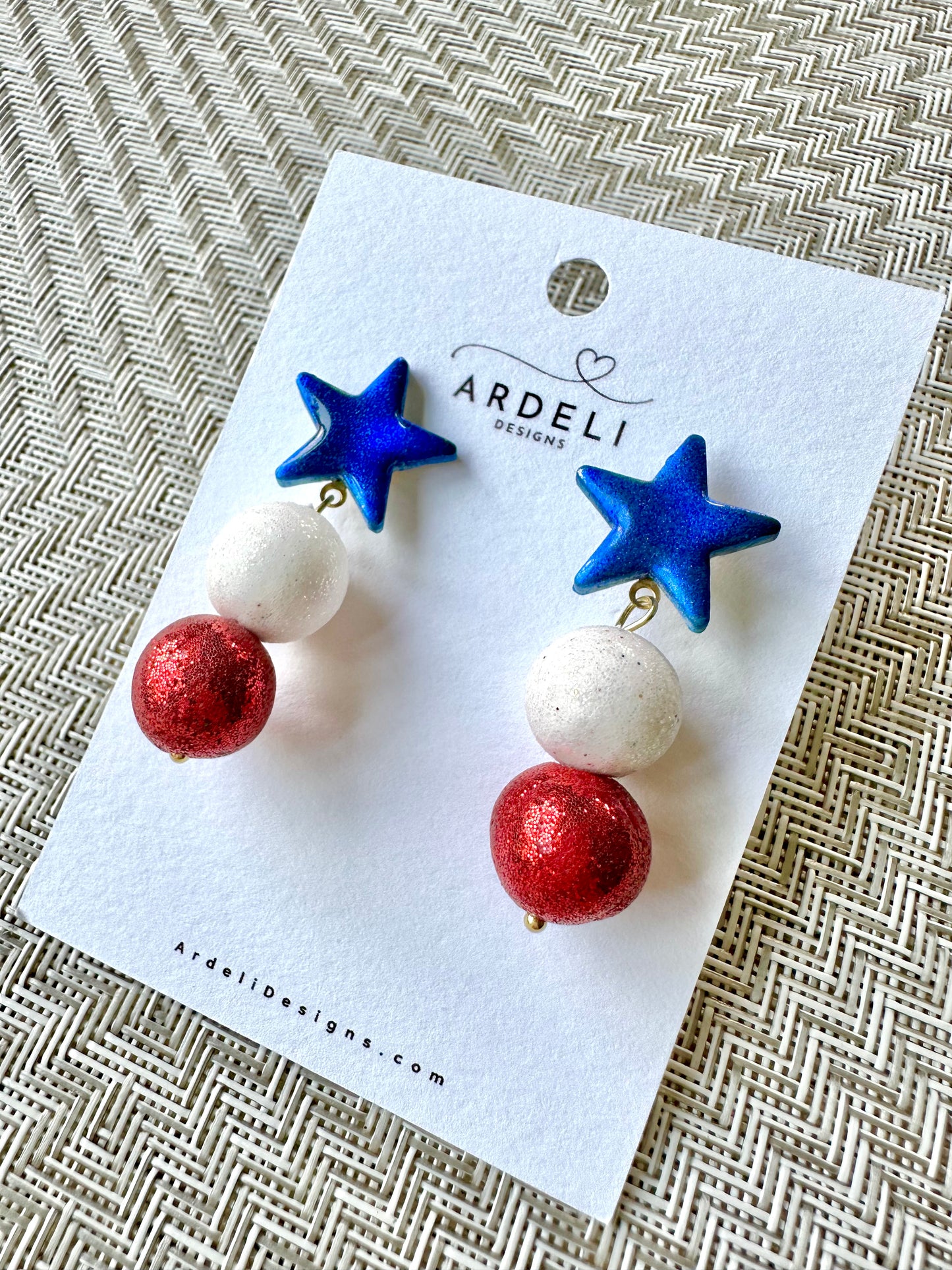 "USA" Star Dangle Post Earrings