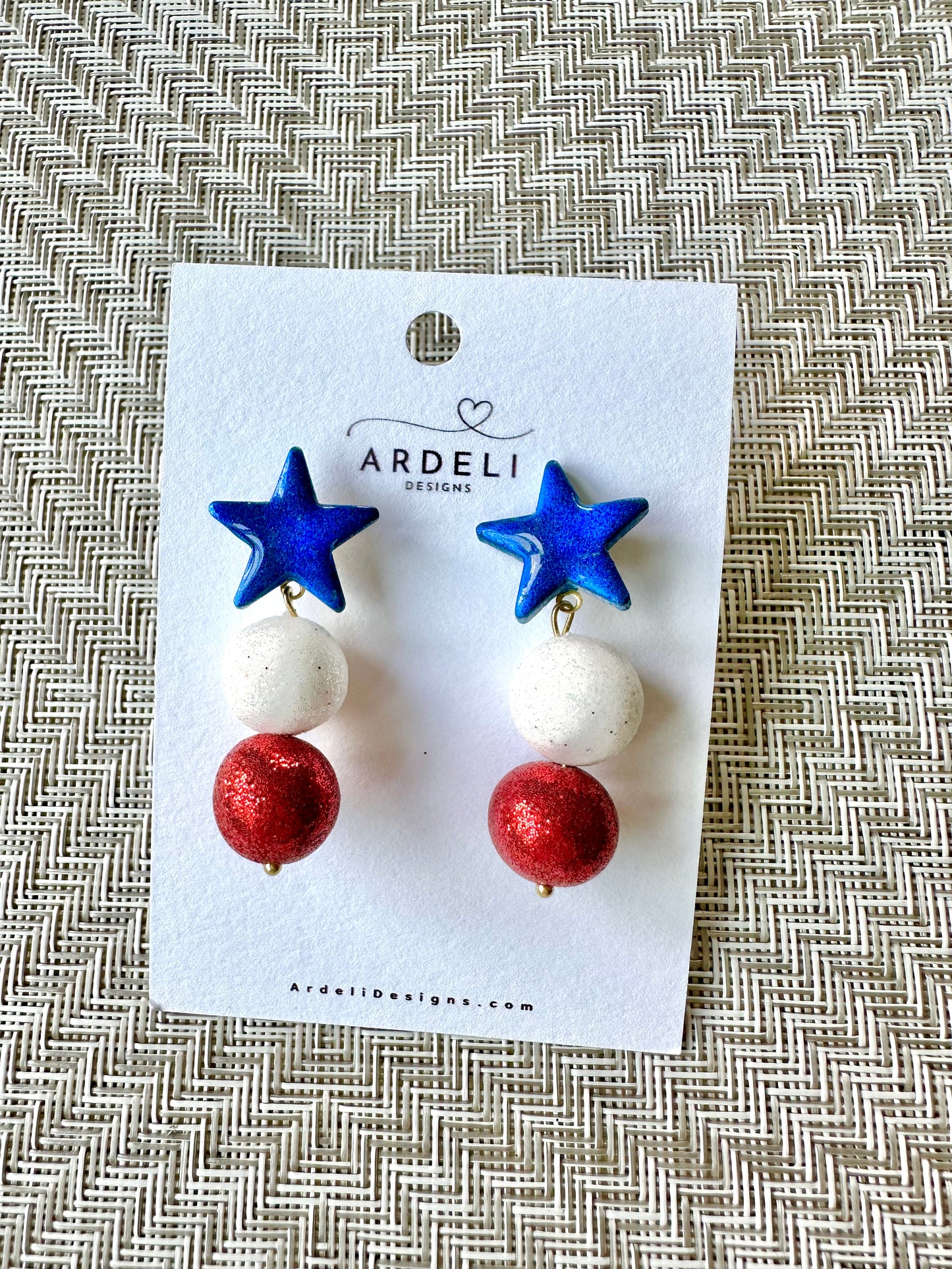 "USA" Star Dangle Post Earrings