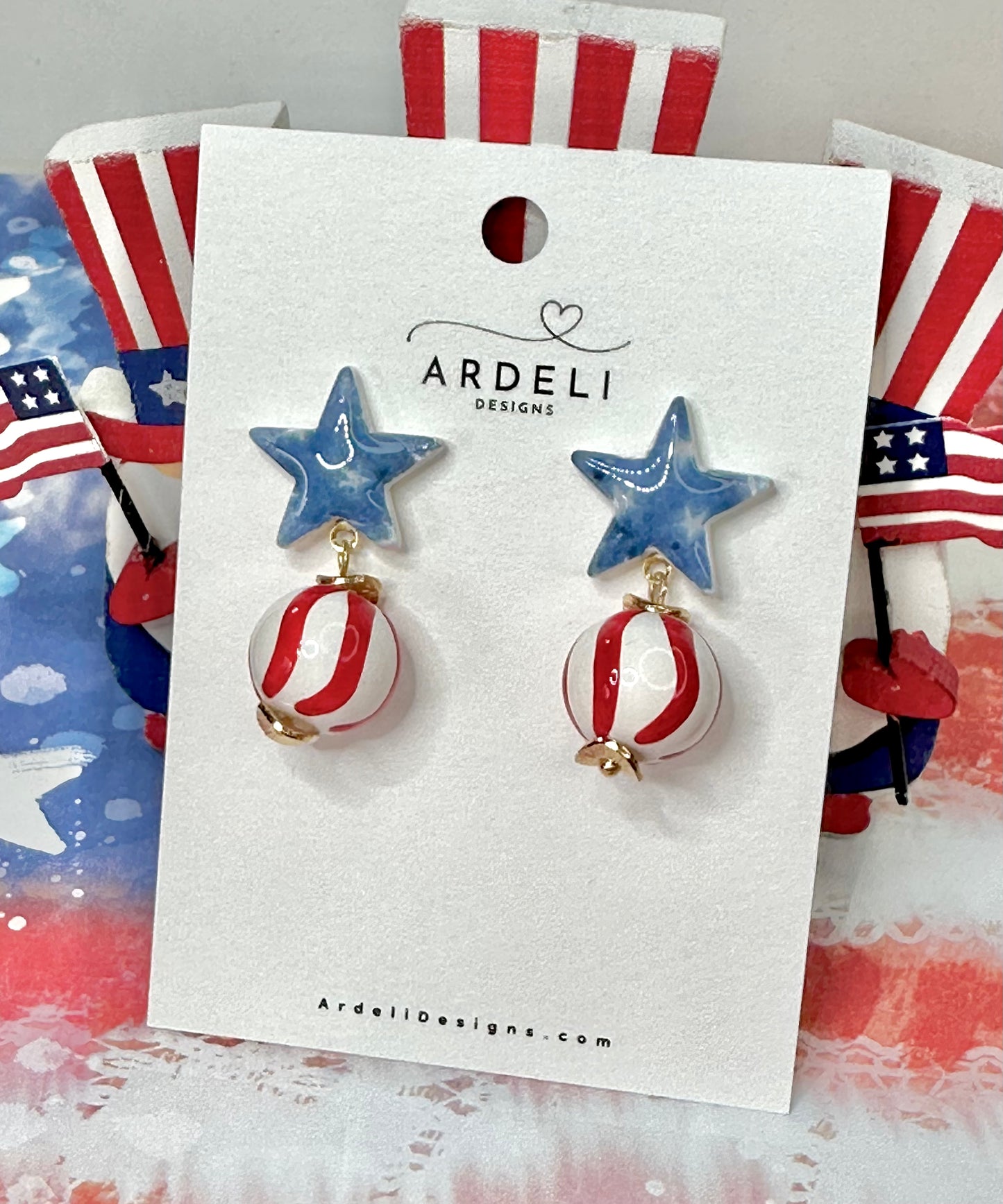 "USA" Stars & Stripes Dangle Post Earrings