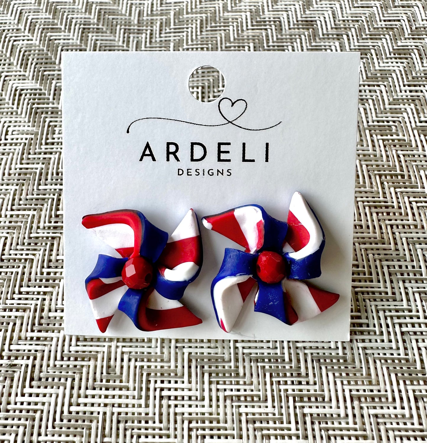 "USA" Handmade Pinwheel Stud Earrings