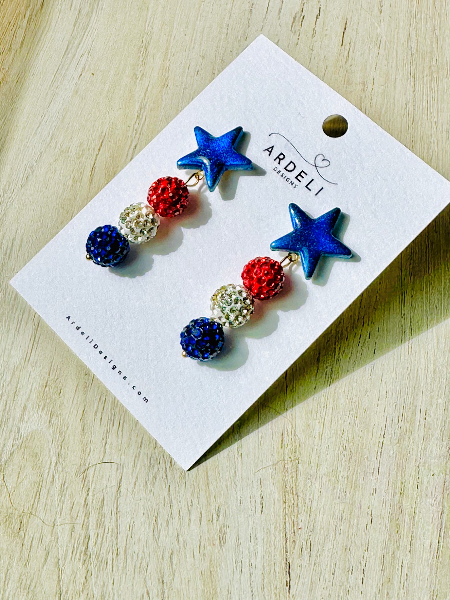 "USA" Stars & Red, White and Blue Dangle Drop Post Earrings