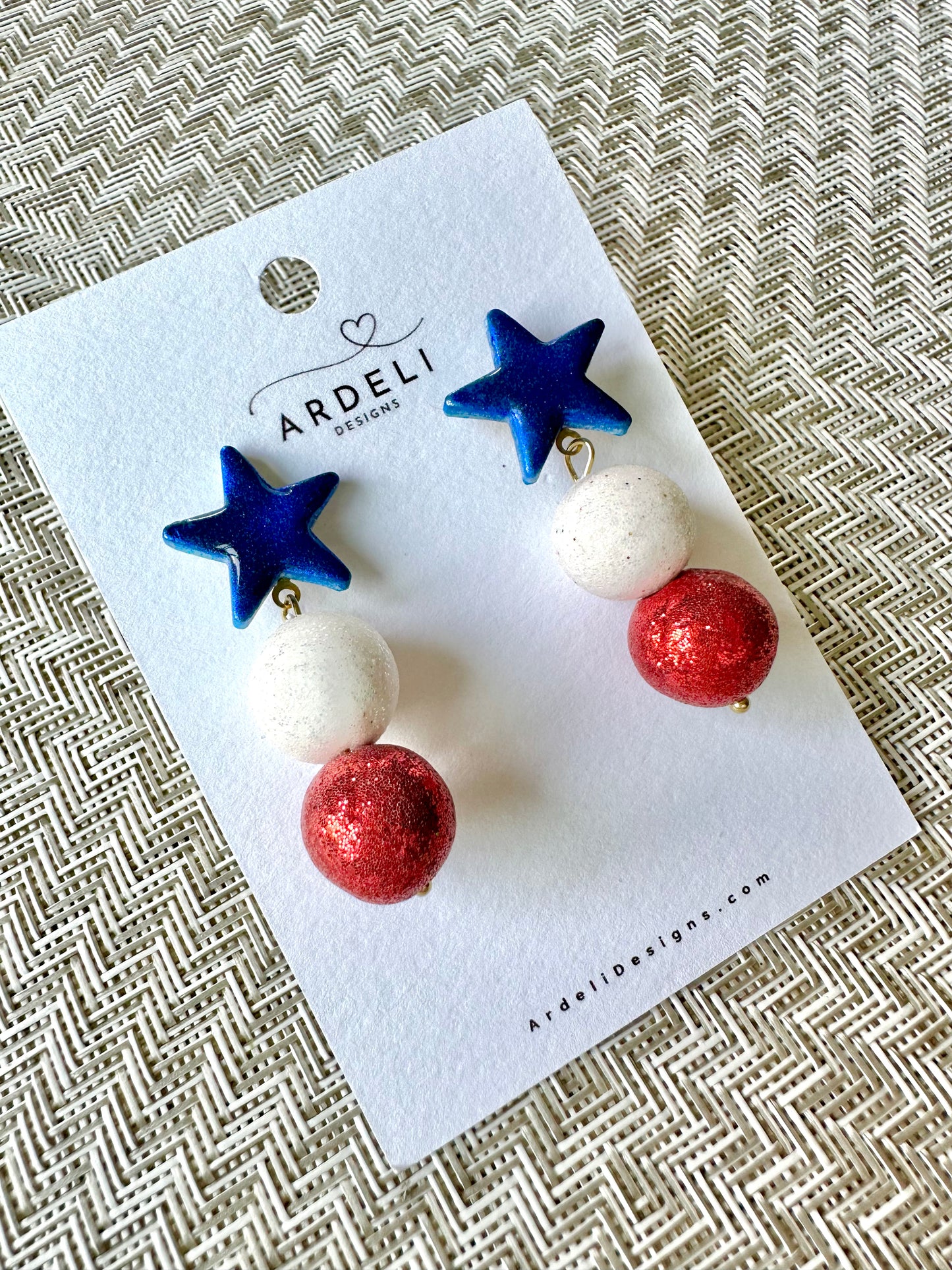 "USA" Star Dangle Post Earrings