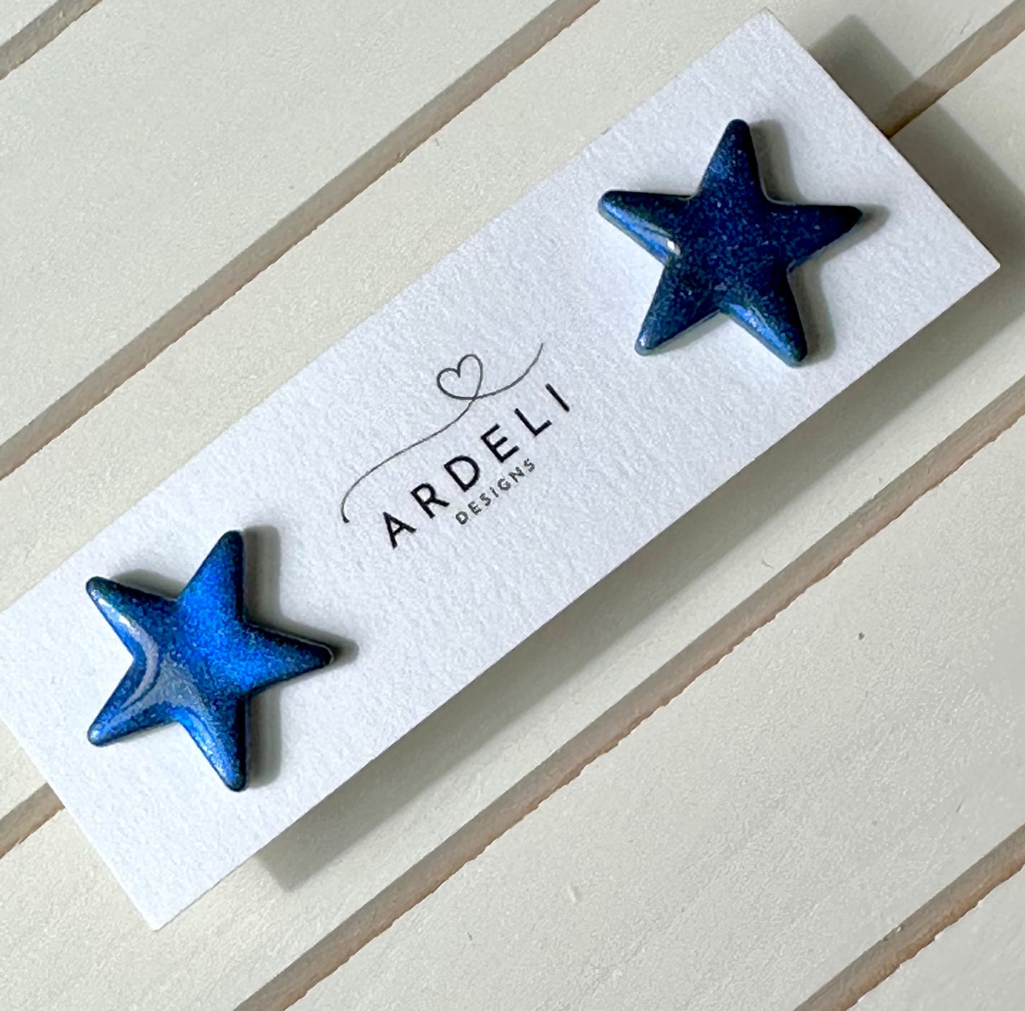 "USA" Blue Shimmer Star Large Stud Earrings